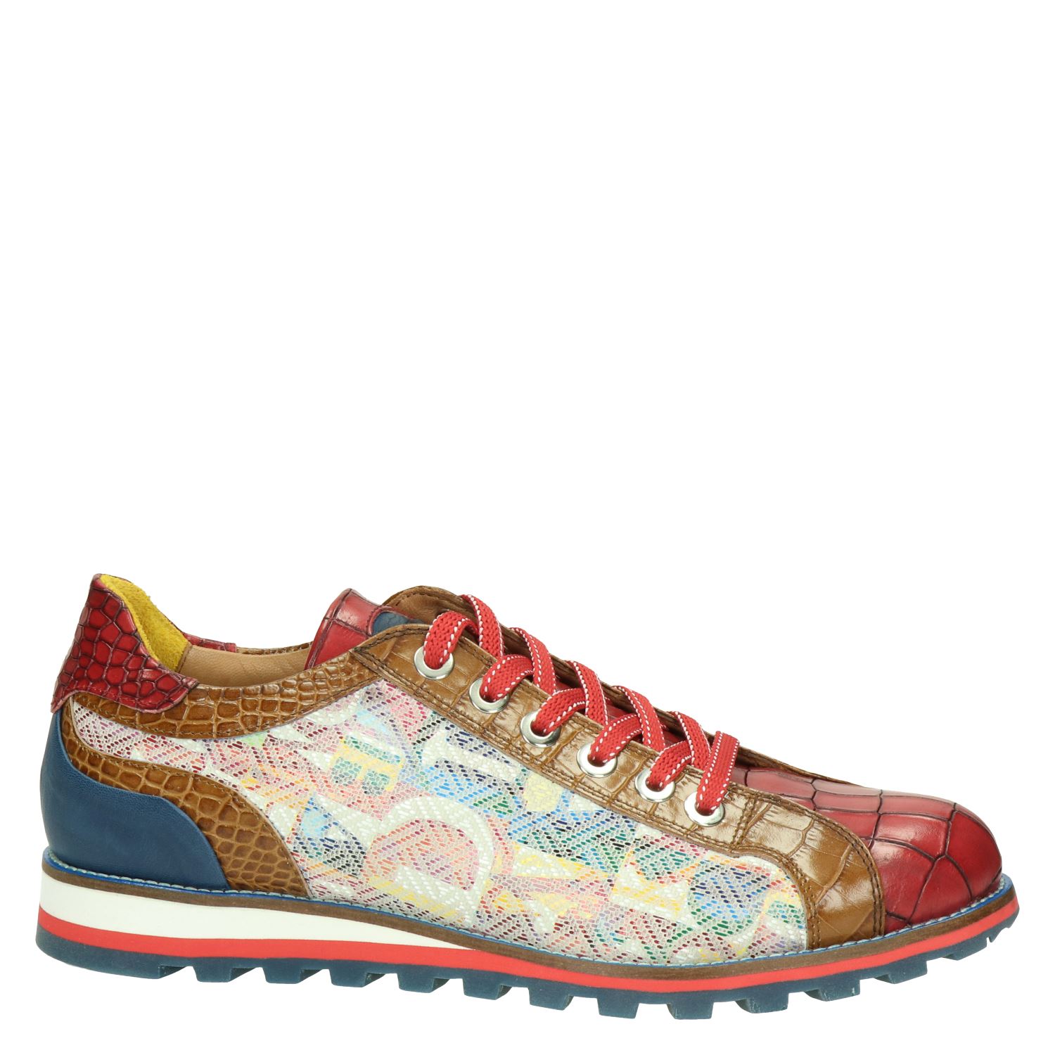 Lorenzi - Lage sneakers voor heren - Rood - Nelson.nl
