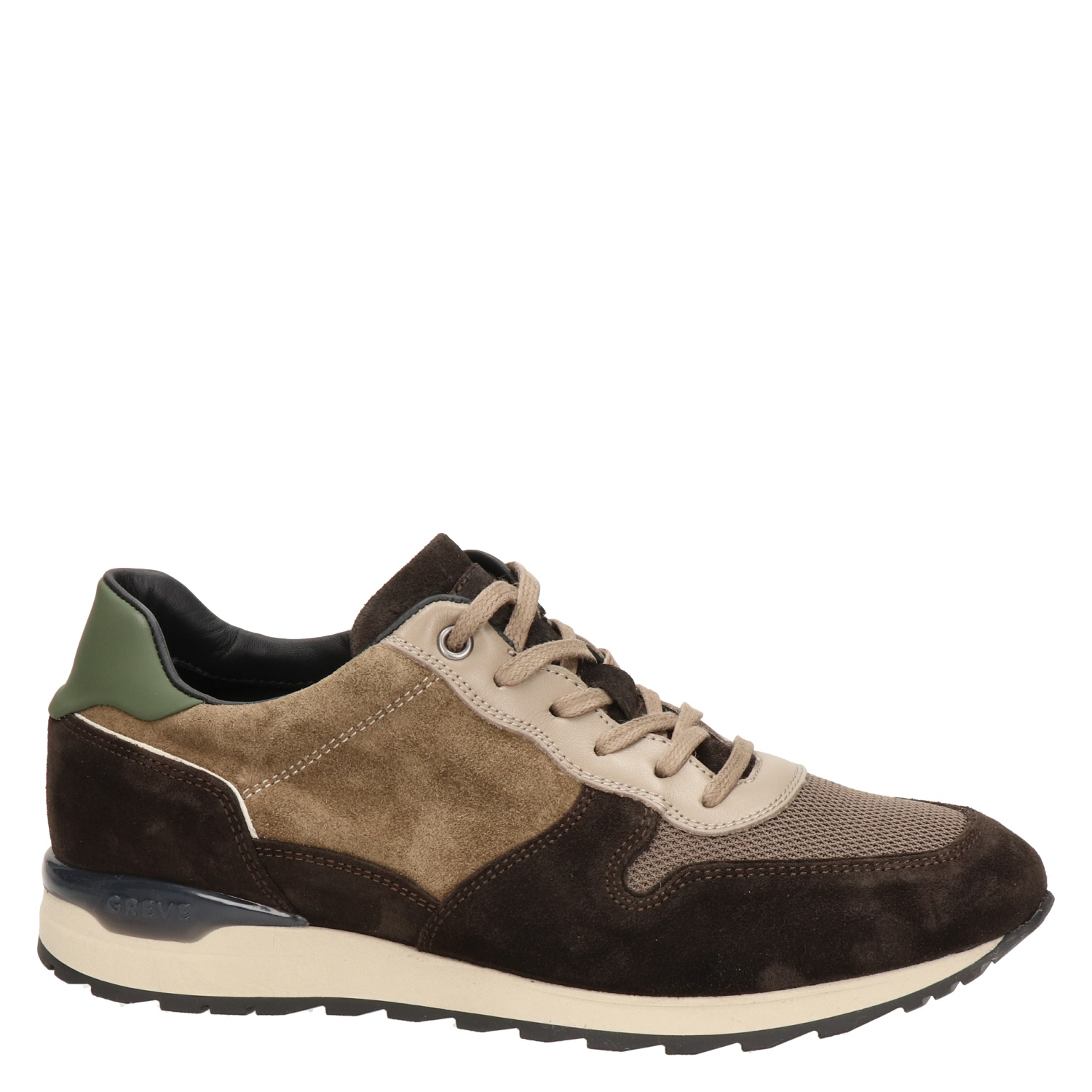 Harris Heren Sneakers Bruin combi vlecht croco sneaker | Van den Assem