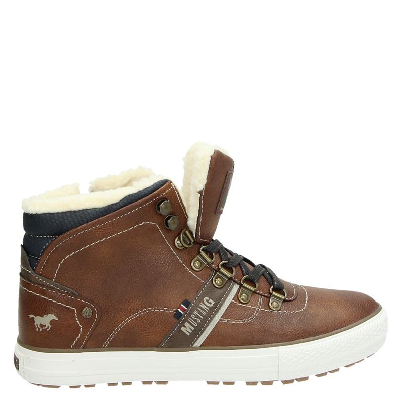 Mustang Hoge Sneakers Cognac mustang kopen in de aanbieding