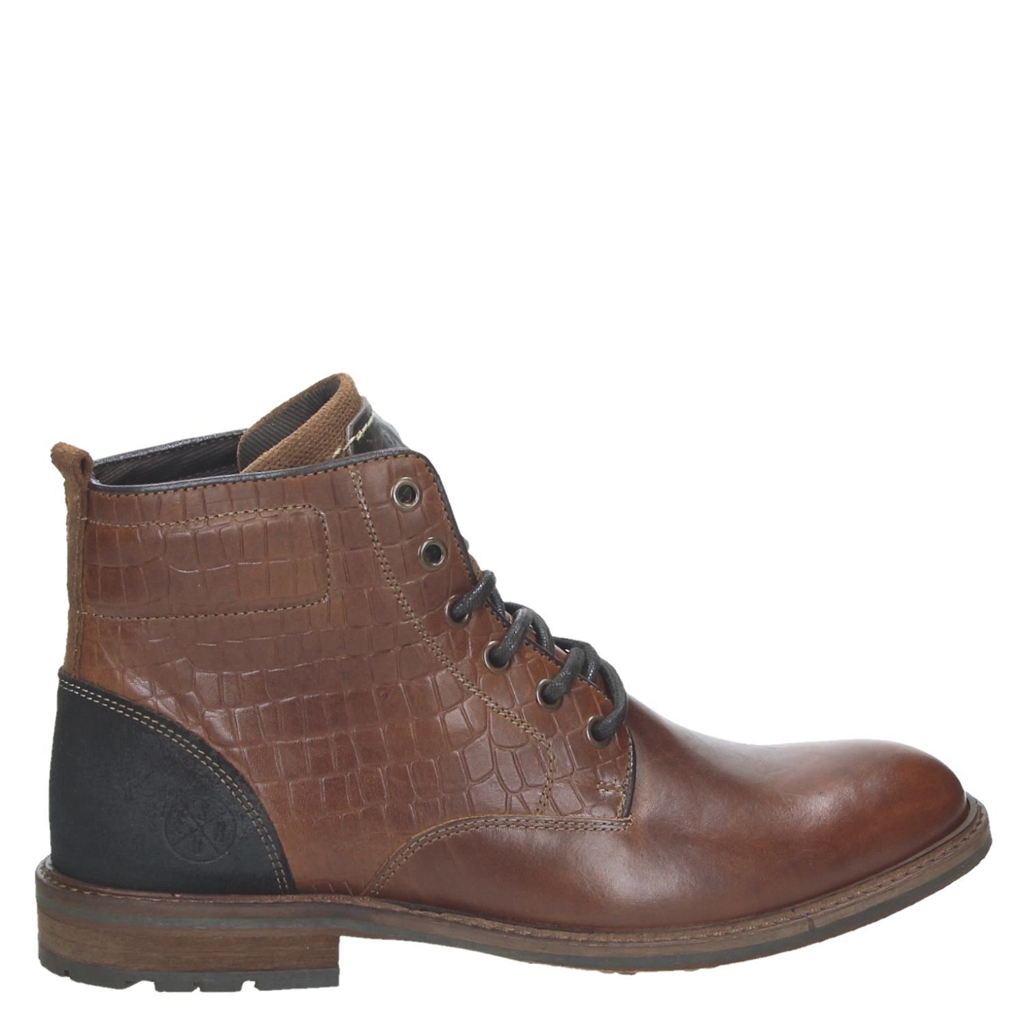 Nelson heren hoge nette schoenen cognac