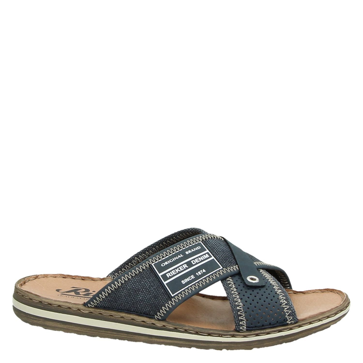 Rieker - Slippers voor heren - Blauw - Shoemixx.nl
