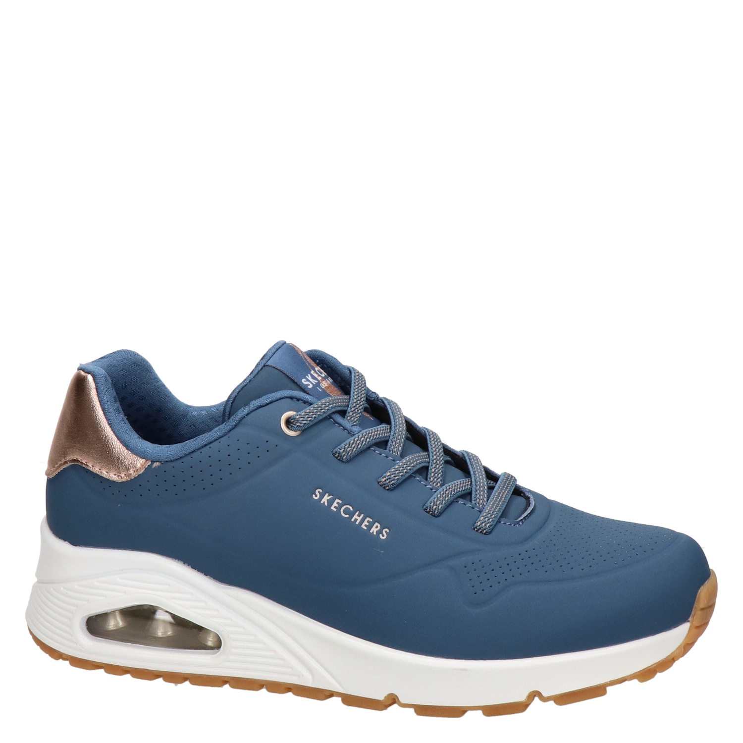 Skechers - Lage sneakers voor dames - Blauw - Nelson.nl