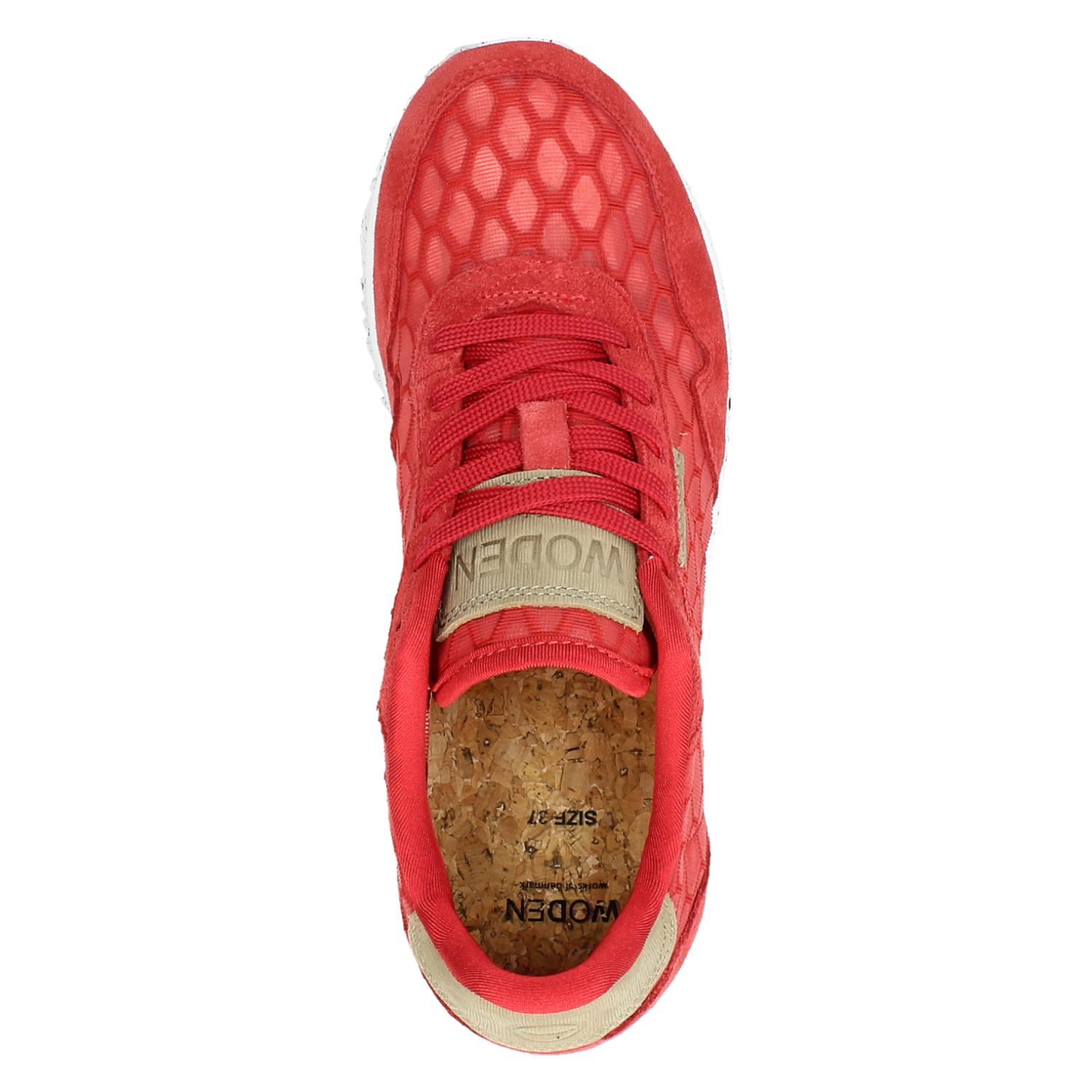 Woden Nora II Mesh - Lage sneakers voor dames - Rood - Shoemixx.nl