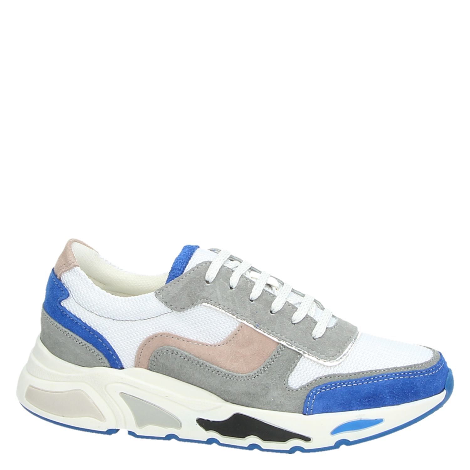 PS Poelman Minion Dames Suède Leren Runner Sneakers met Glitter Details  Kaki Groen Beige Mesh Paars - Schoenen.nl