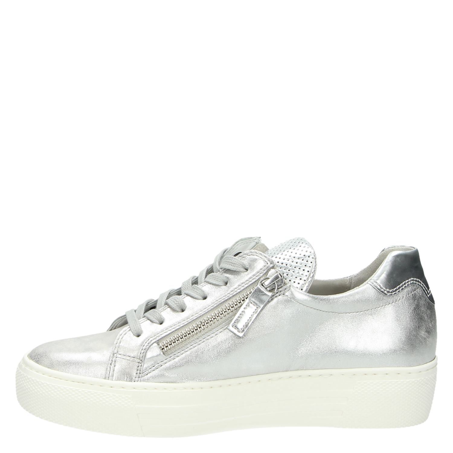 Gabor - Lage sneakers voor dames - Zilver - Shoemixx.nl