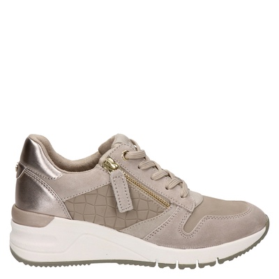 Tamaris - Lage sneakers voor dames - Taupe - Nelson.nl