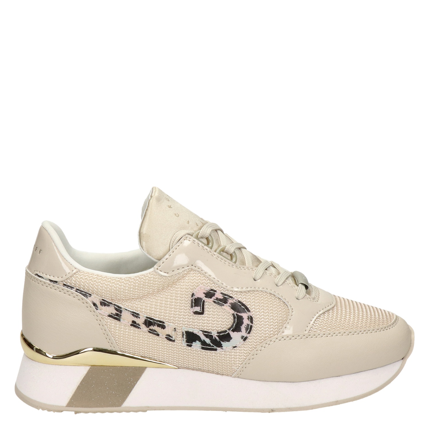 Cruyff Sneaker Recopa Zwart Leer/Goud Print Combi - Bormans Modeschoenen