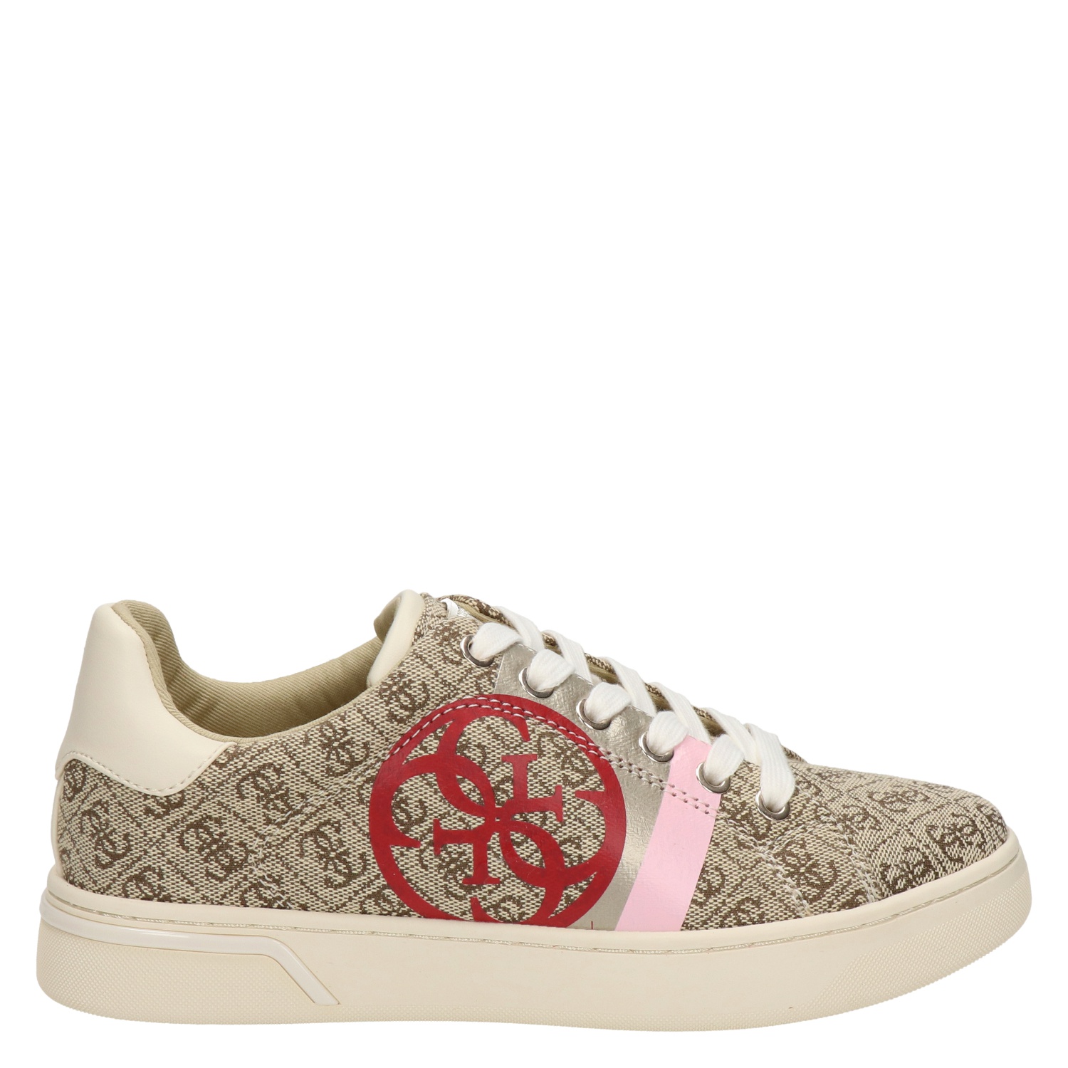 Guess - Lage sneakers voor dames - Beige - Nelson.nl