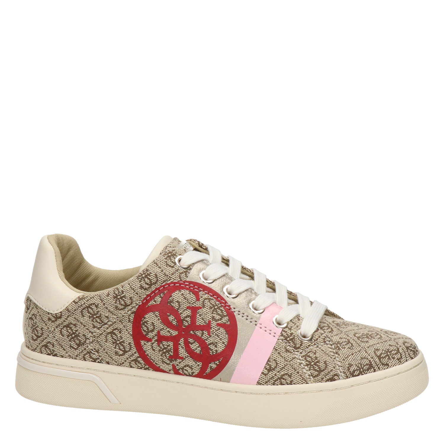 Guess - Lage sneakers voor dames - Beige - Nelson.nl