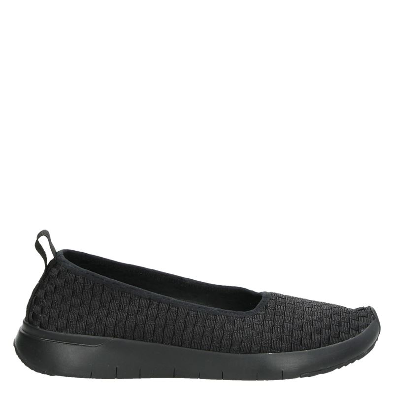Fitflop Stripknit Ballerinas Instappers Zwart fitflop kopen in de aanbieding
