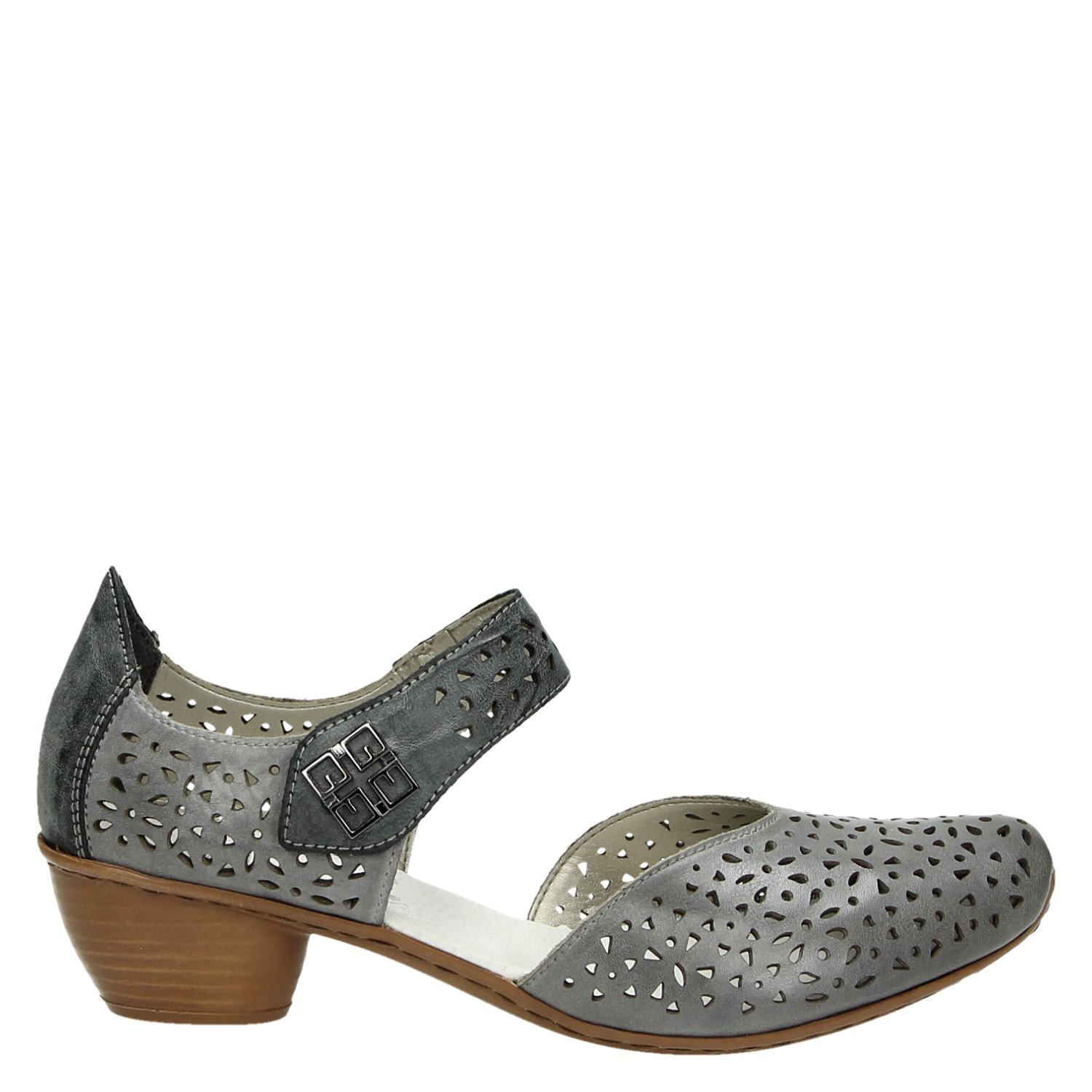 Rieker - Klittenbandschoenen voor dames - Grijs - Shoemixx.nl