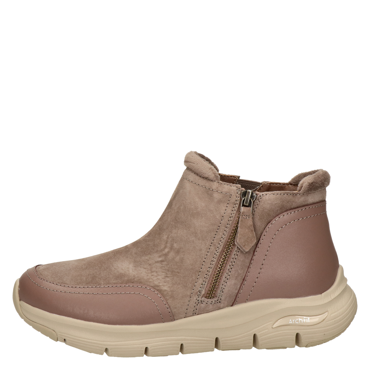 Skechers Arch Fit Smooth - Rits- \u0026 gesloten boots voor dames - Beige -  Shoemixx.nl