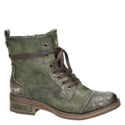 Mustang - Veterboots voor dames - Groen - Nelson.nl