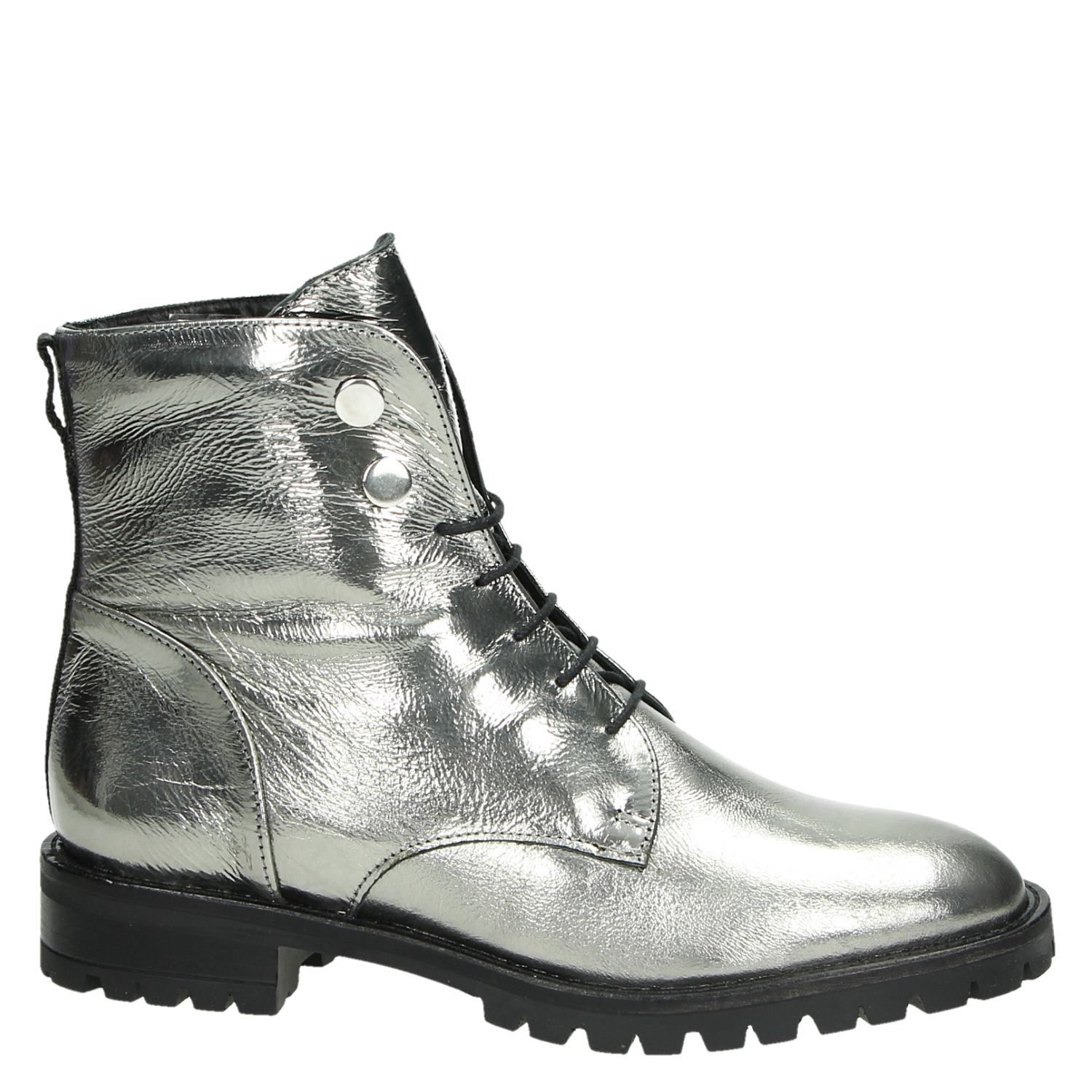 Nelson - Veterboots voor dames - Zilver - Shoemixx.nl