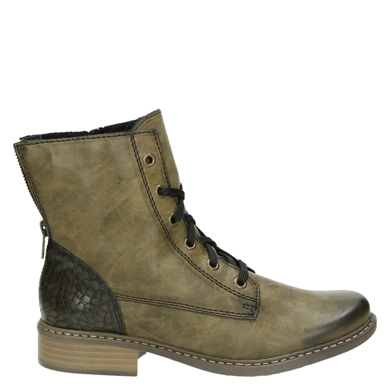 Rieker - Veterboots voor dames - Groen - Shoemixx.nl