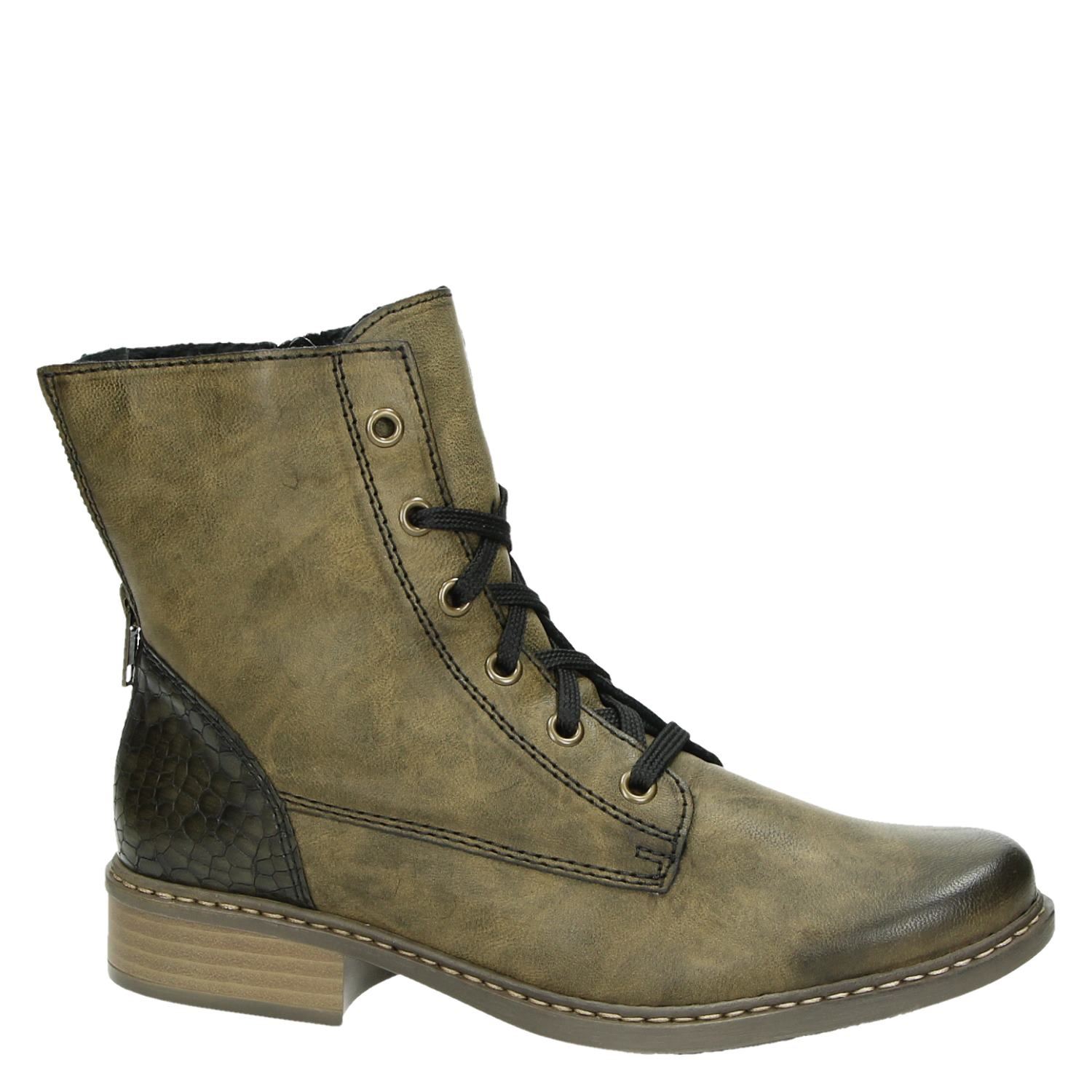 Rieker - Veterboots voor dames - Groen - Shoemixx.nl