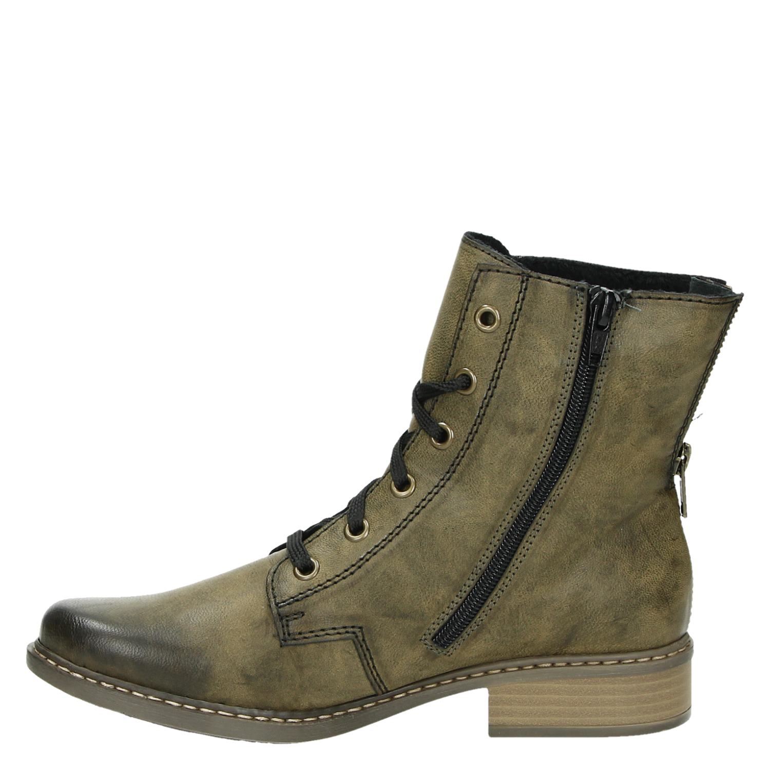 Rieker - Veterboots voor dames - Groen - Shoemixx.nl