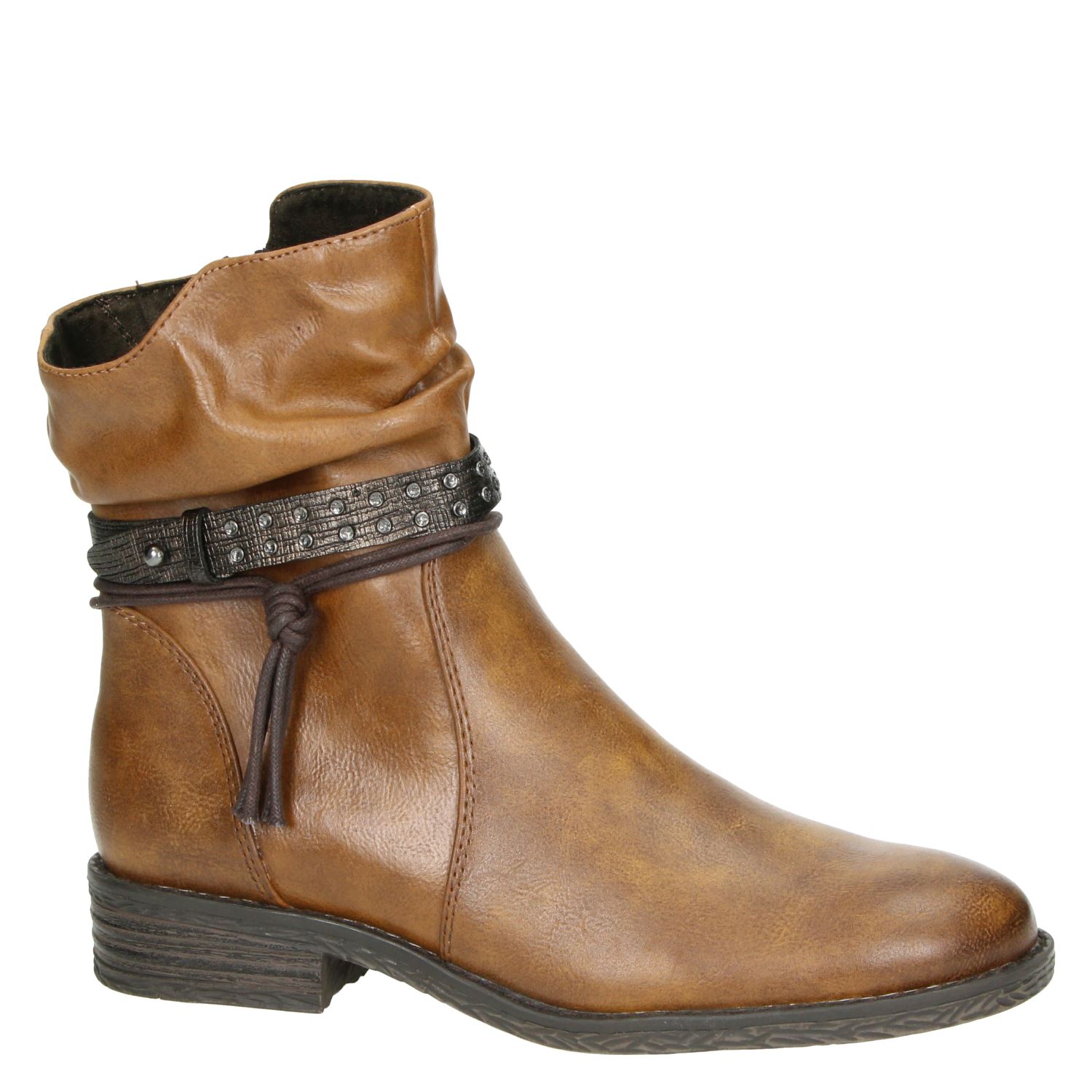 Marco Tozzi - Enkellaarsjes voor dames - Cognac - Nelson.nl