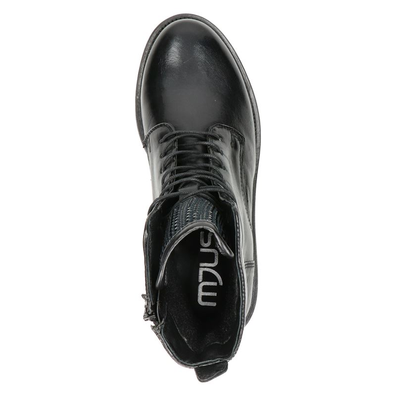 Mjus - Veterboots voor dames - Zwart - Nelson.nl