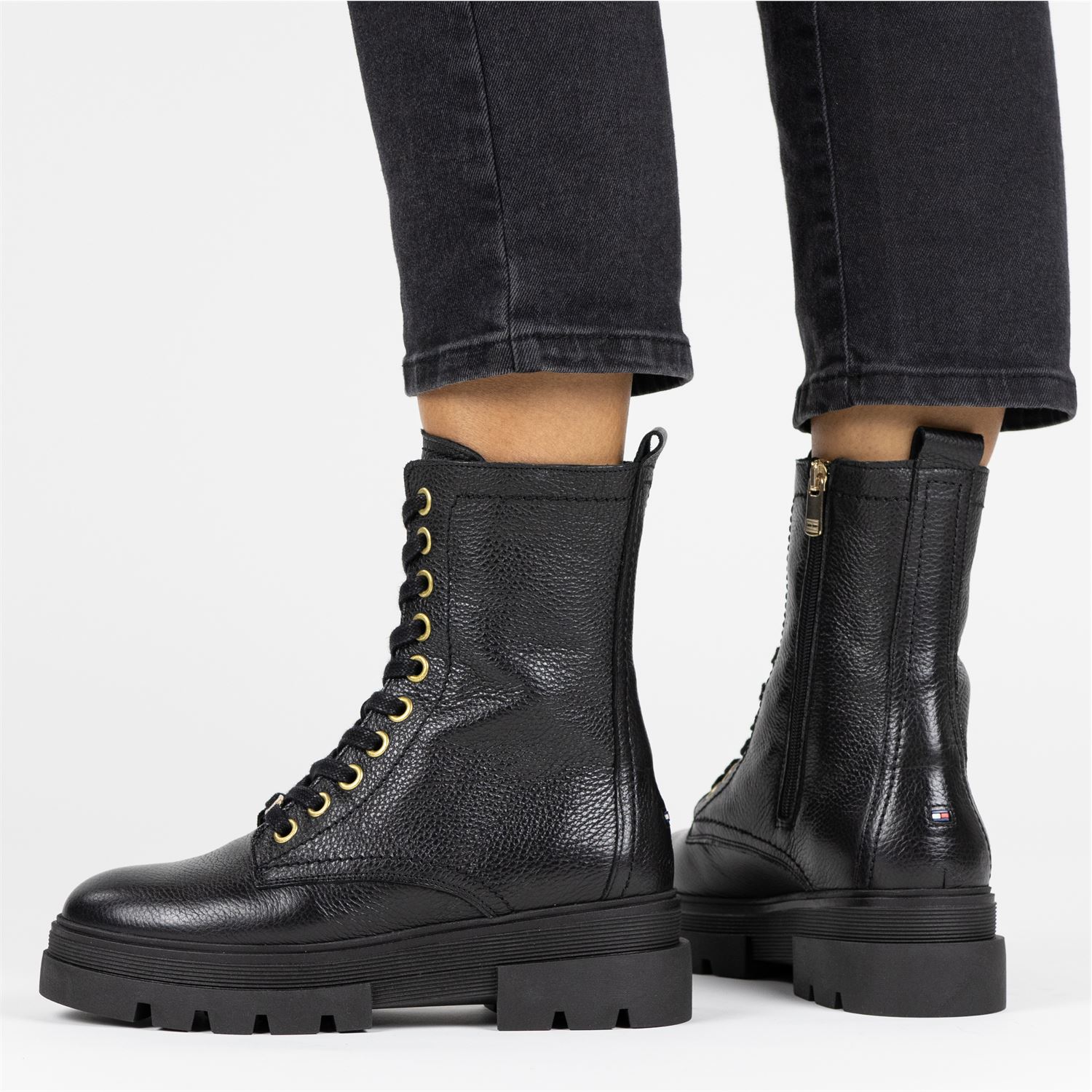 Tommy Hilfiger Sport - Veterboots voor dames - Zwart - Nelson.nl