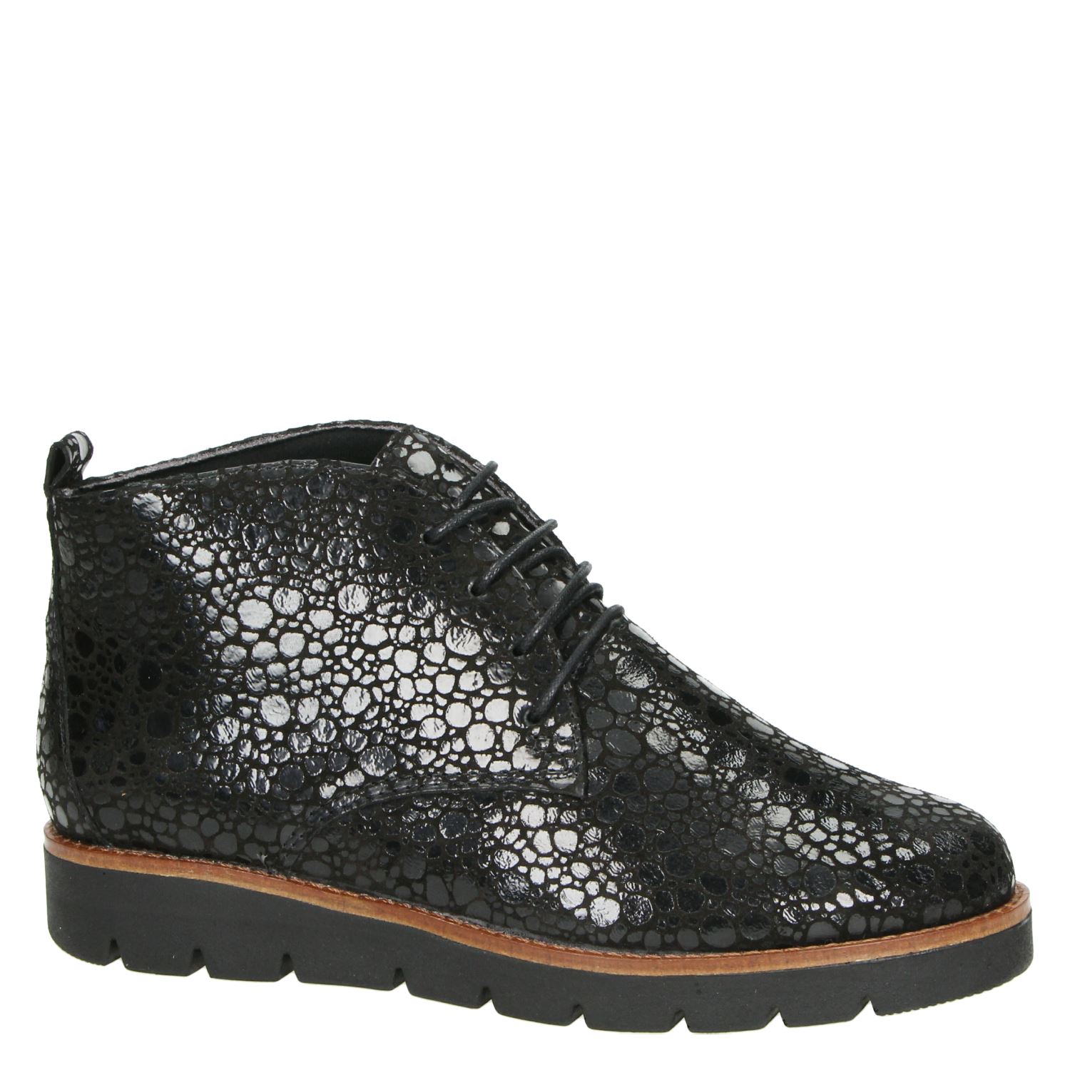 Nelson - Veterschoenen voor dames - Zwart - Nelson.nl