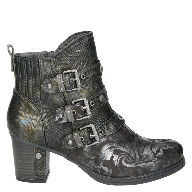 Mustang Vrouwelijk, sexy en stoer zijn de woorden om deze enkellaars van Mustang te omschrijven. - Rits- & gesloten boots - Grijs