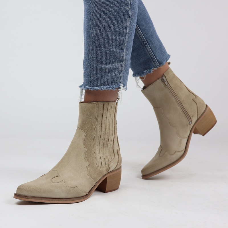 Nelson - Enkellaarsjes voor dames - Beige - Nelson.nl