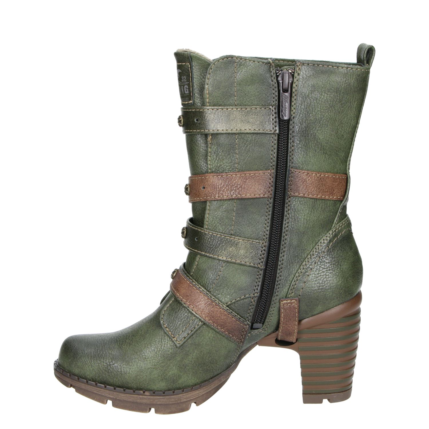 Mustang - Rits- \u0026 gesloten boots voor dames - Groen - Nelson.nl