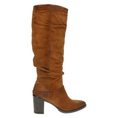 Mjus - Hoge laarzen voor dames - Cognac - Shoemixx.nl