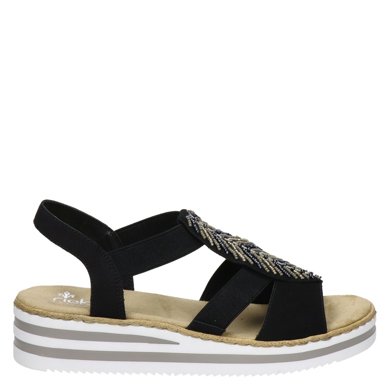 Rieker womens 64697sandal, black, combi, 39 EU