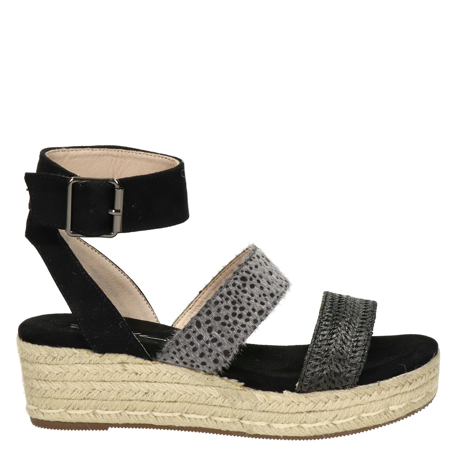 Toms Dames Espadrilles Zwart wit geometrische espa | Van den Assem