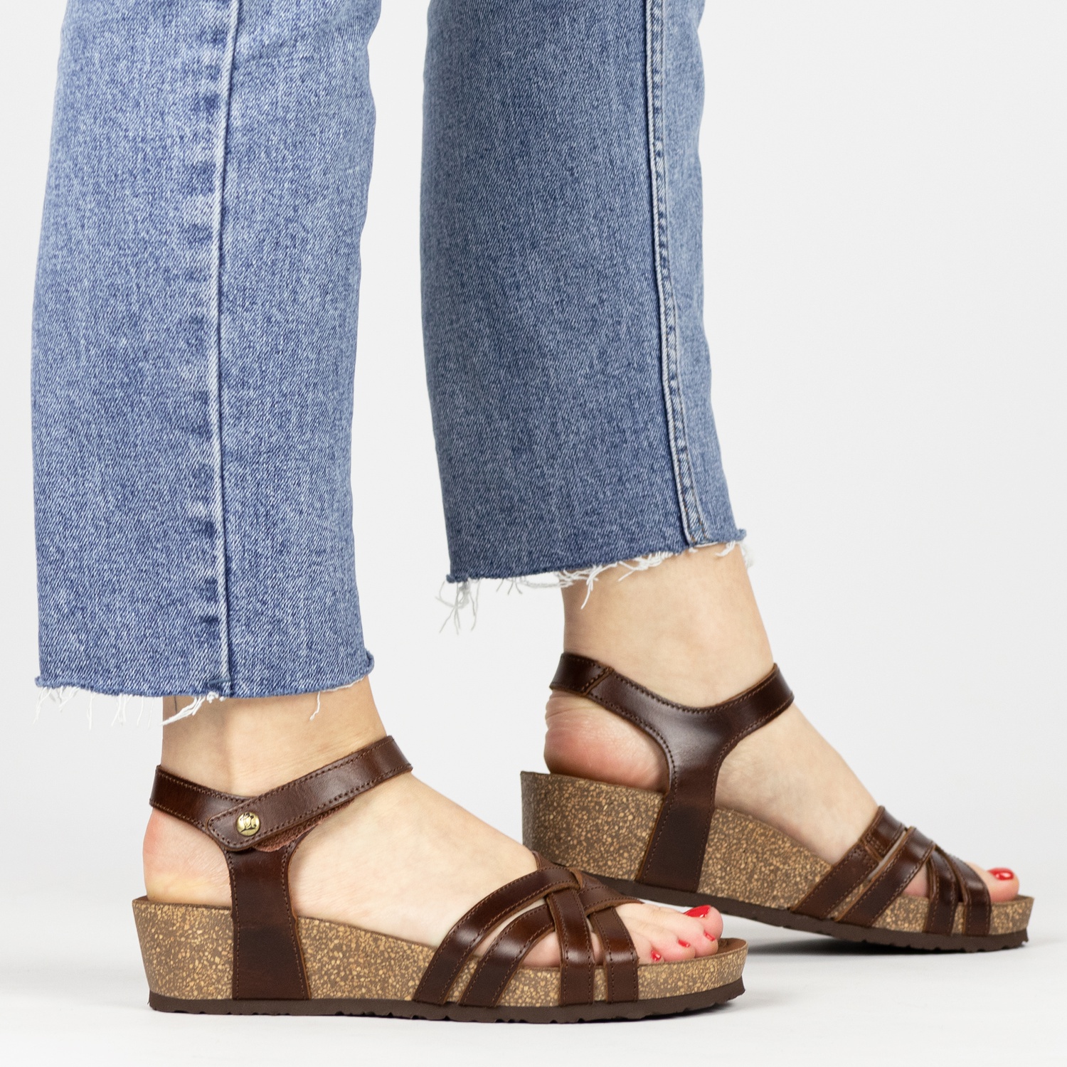 Panama Jack Chia Clay - Sleehak voor dames - Cognac - Shoemixx.nl