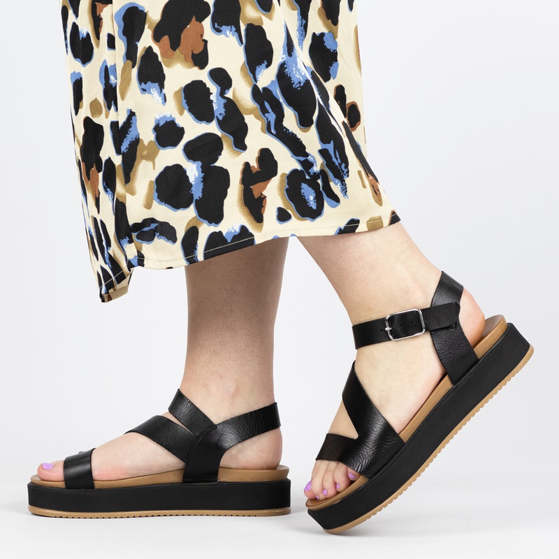 Nelson Sandalen Zwarte Platform Sandalen Nelson Sandalen Dames