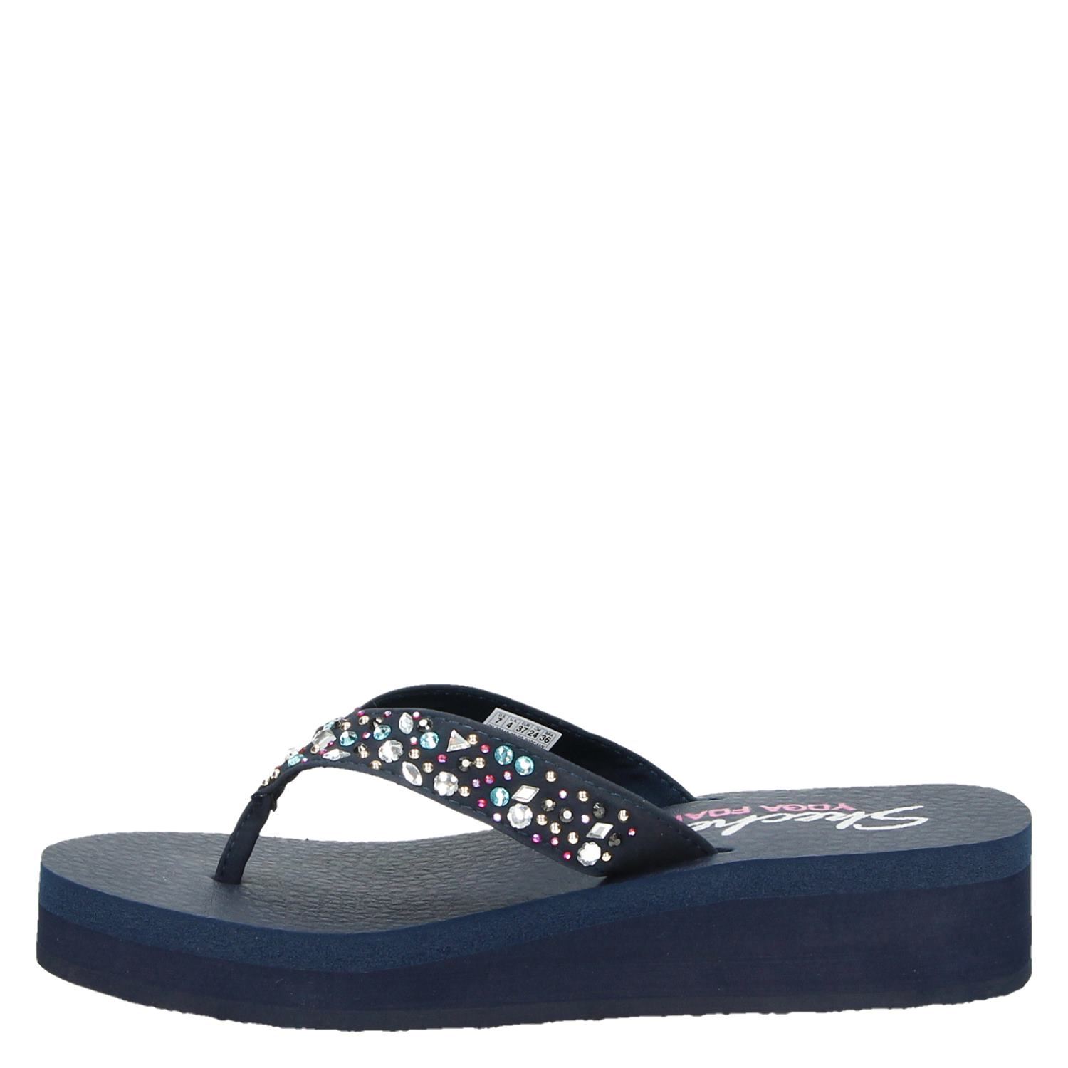 Skechers Cali Dames Slippers Blauw