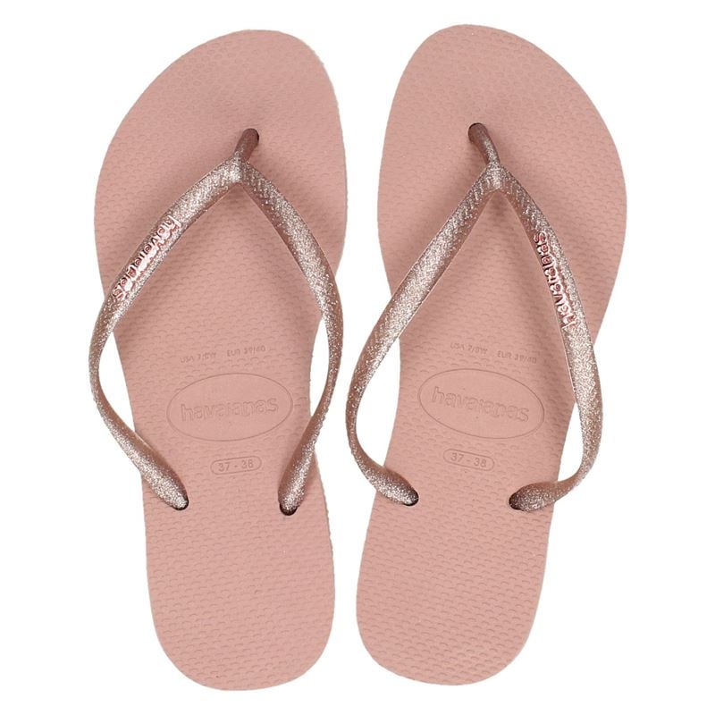 Havaianas Slim Logo Metallic Slippers Roze havaianas kopen in de aanbieding
