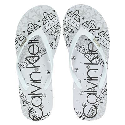 Calvin Klein Samaria Slippers Wit calvin klein kopen in de aanbieding