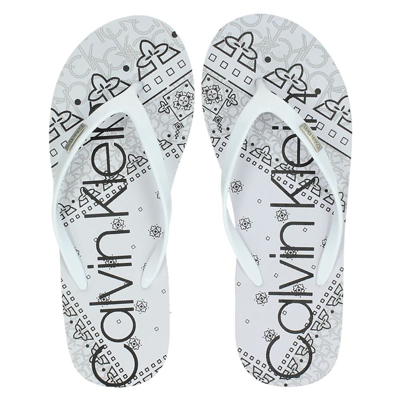 Calvin Klein Samaria Slippers Wit calvin klein kopen in de aanbieding