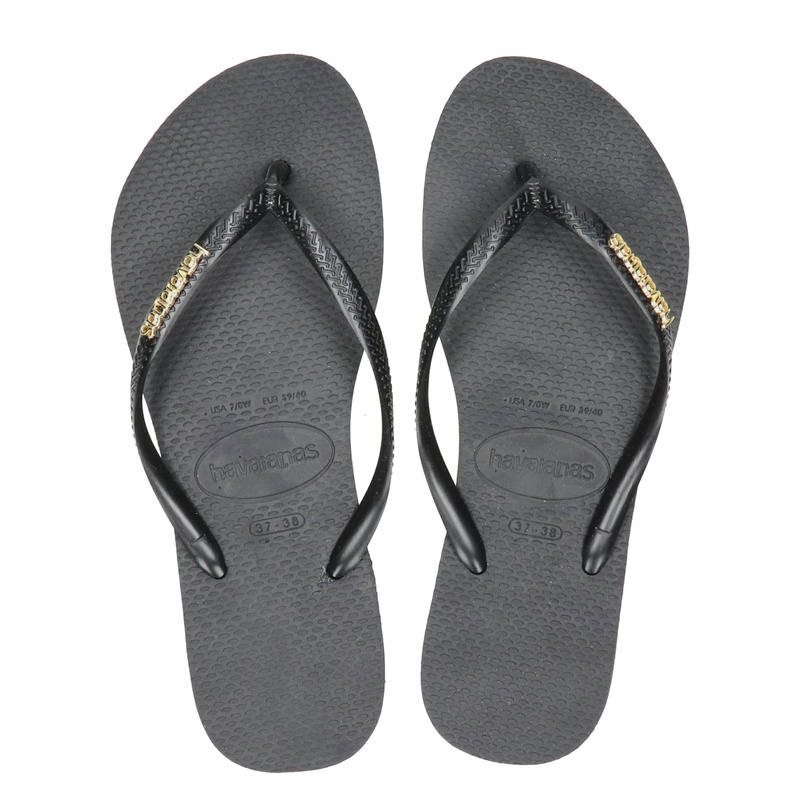 Havaianas Slim Logo Metallic - Slippers - Zwart