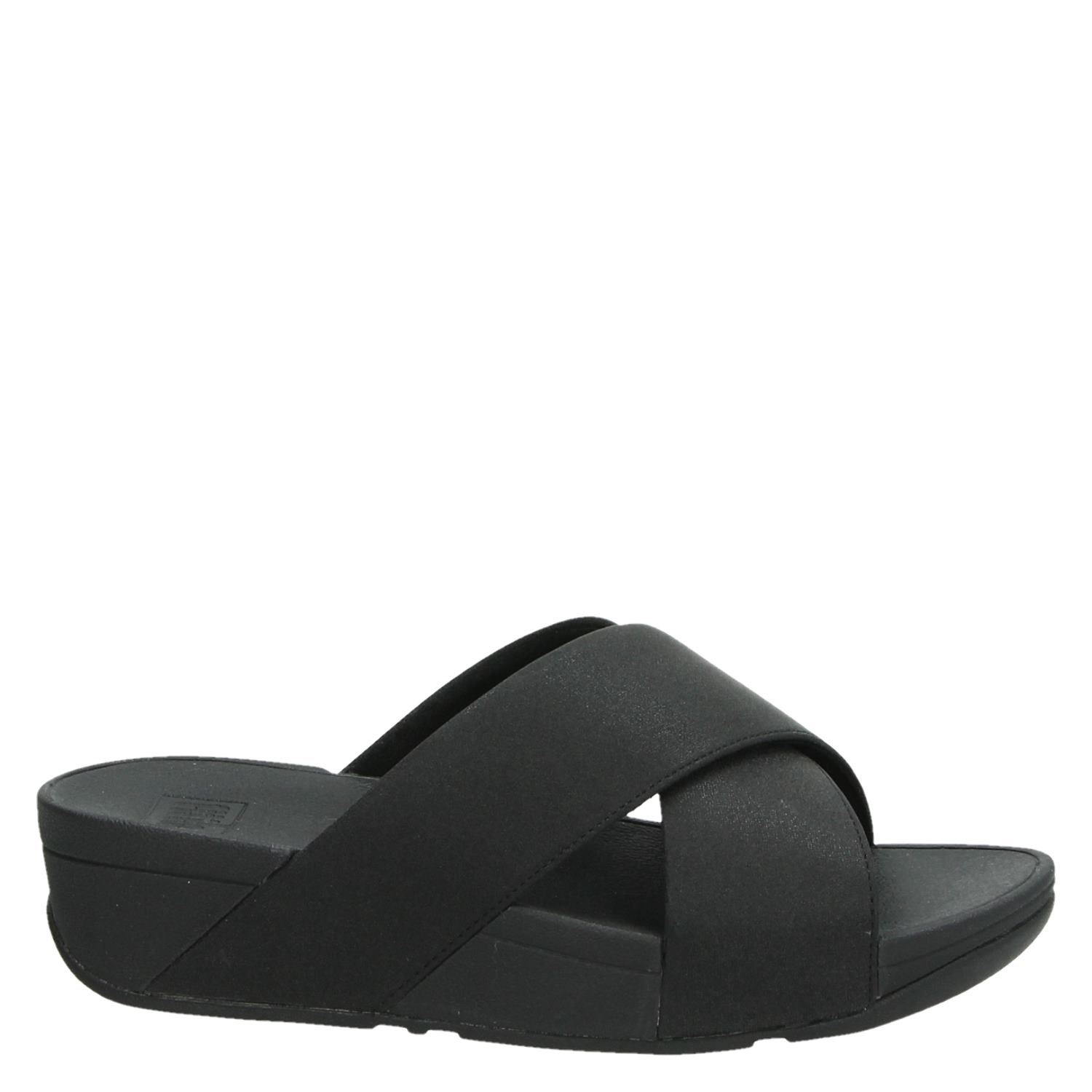 Fitflop Lulu Shimmer - Slippers voor dames - Zwart - Nelson.nl