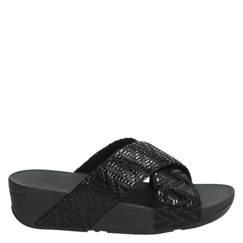 Fitflop Lulu Chevron Slippers Zwart fitflop kopen in de aanbieding