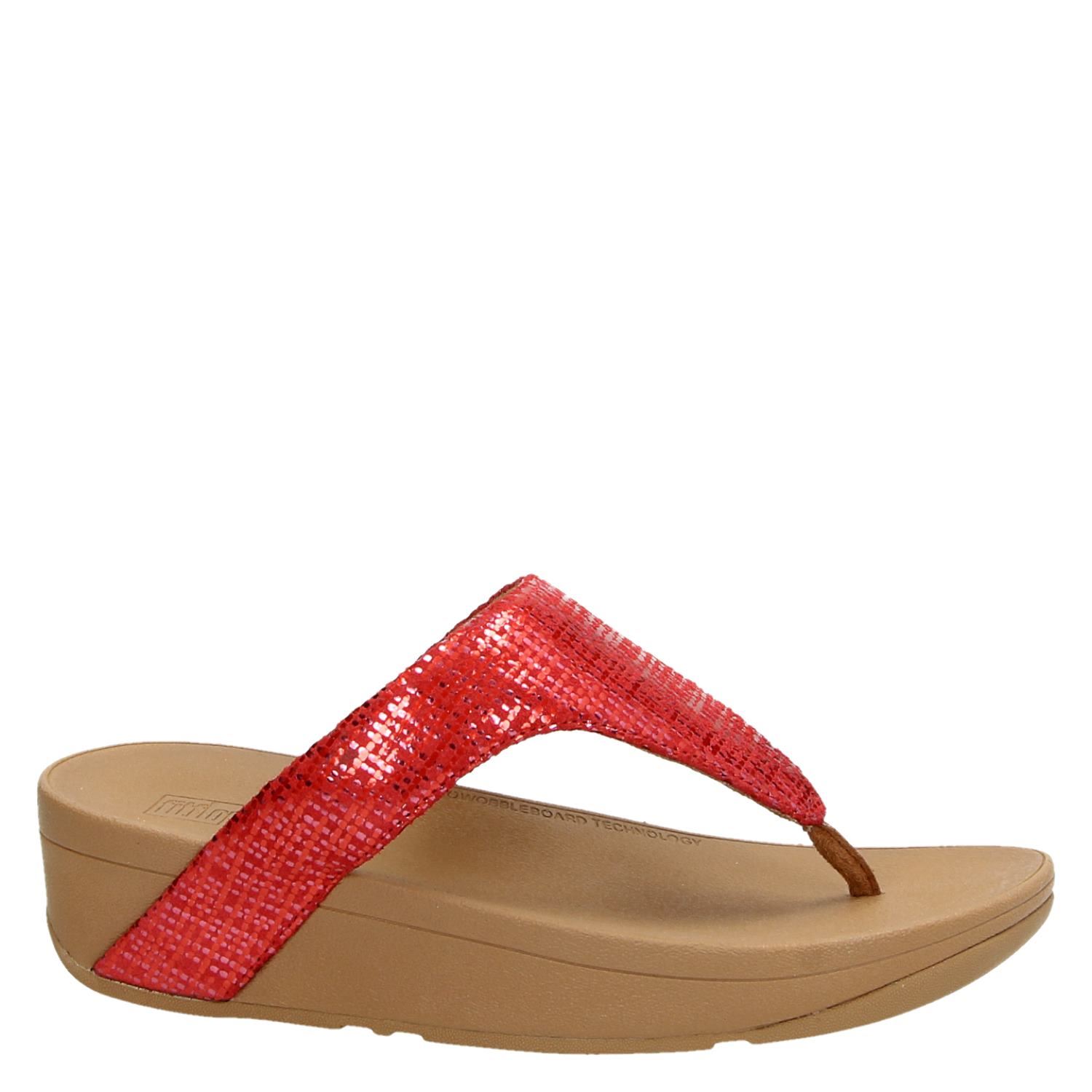 Fitflop Lottie Chain Print - Slippers voor dames - Rood - Shoemixx.nl
