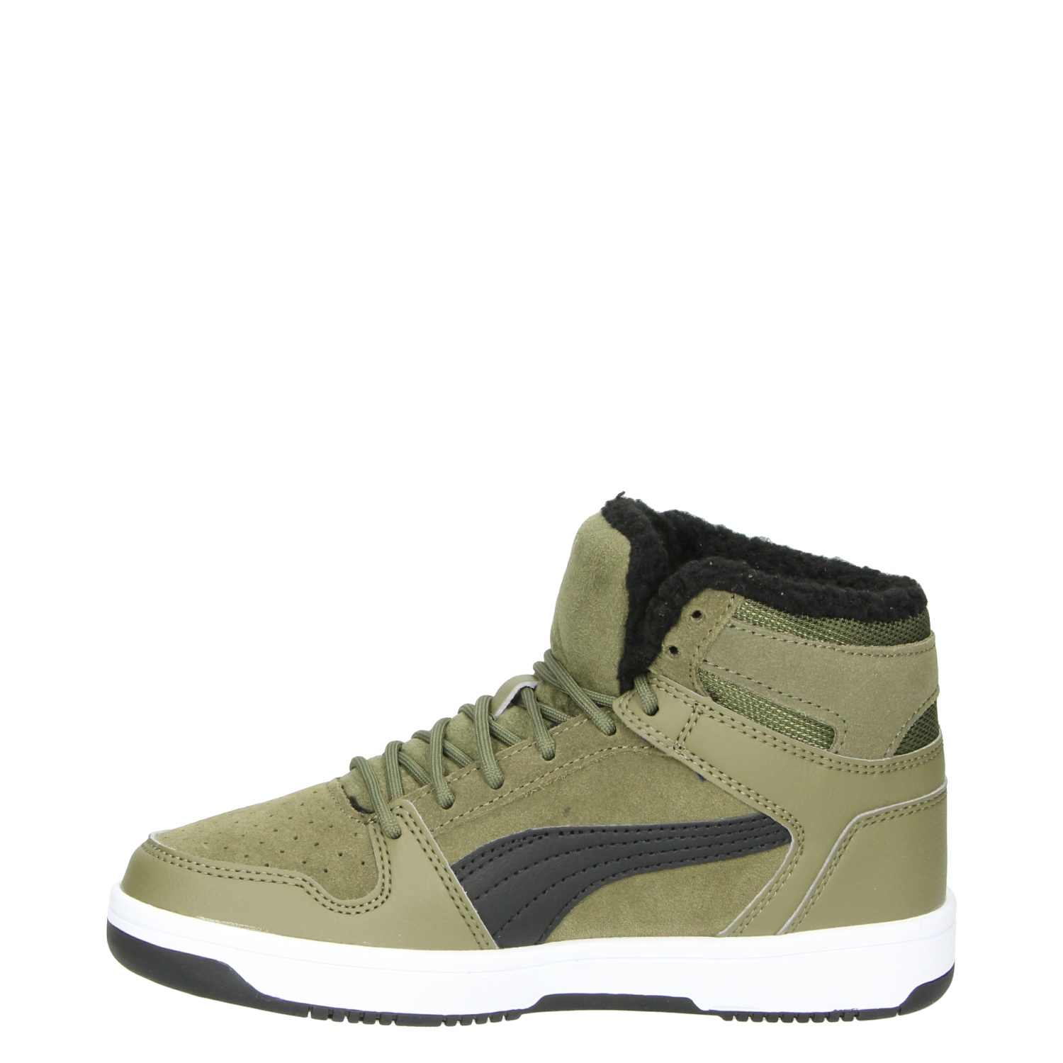 Puma Rebound Lay Up Fur SD - Hoge sneakers voor jongens - Groen - Nelson.nl