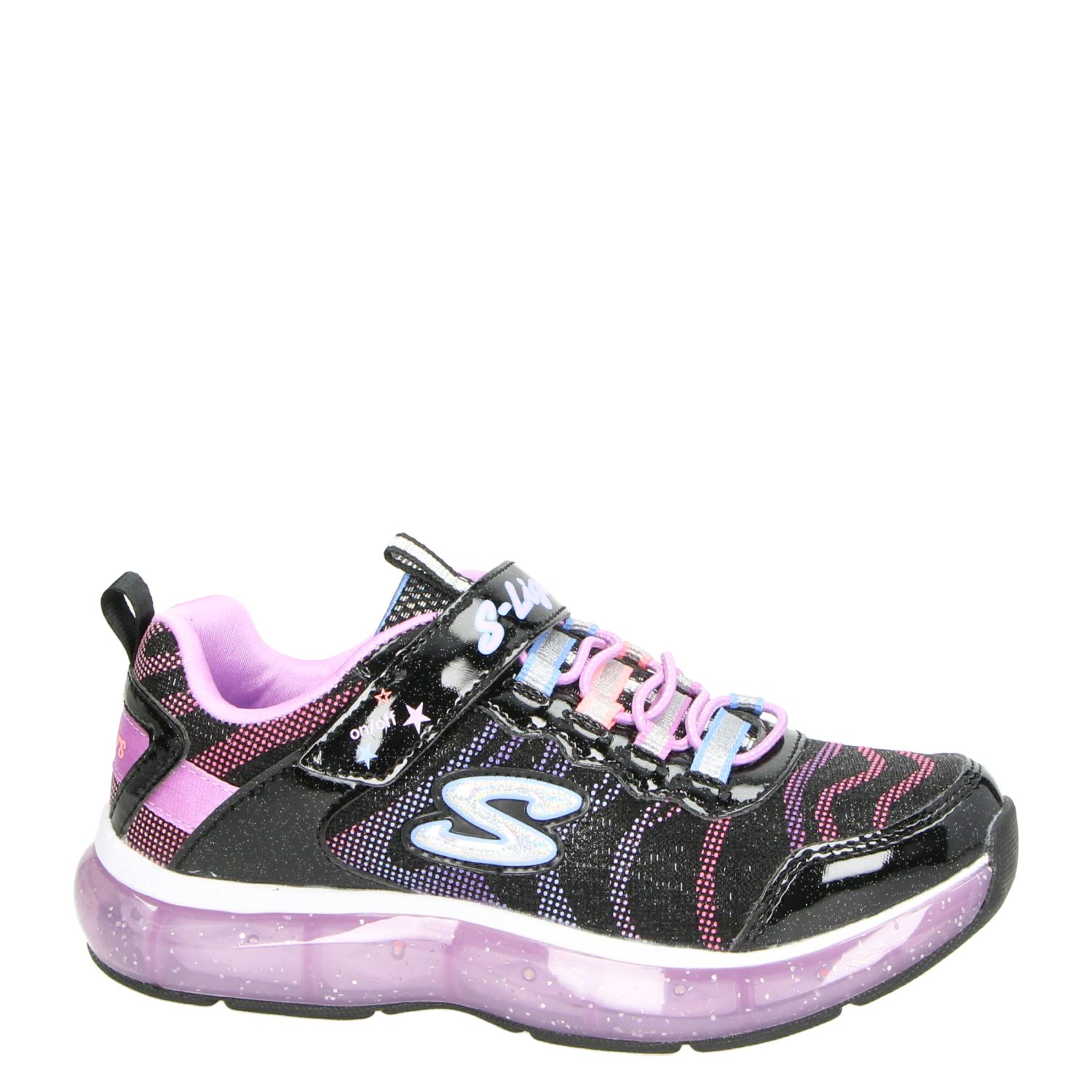Skechers S-Lights - Klittenbandschoenen voor meisjes - Zwart - Nelson.nl