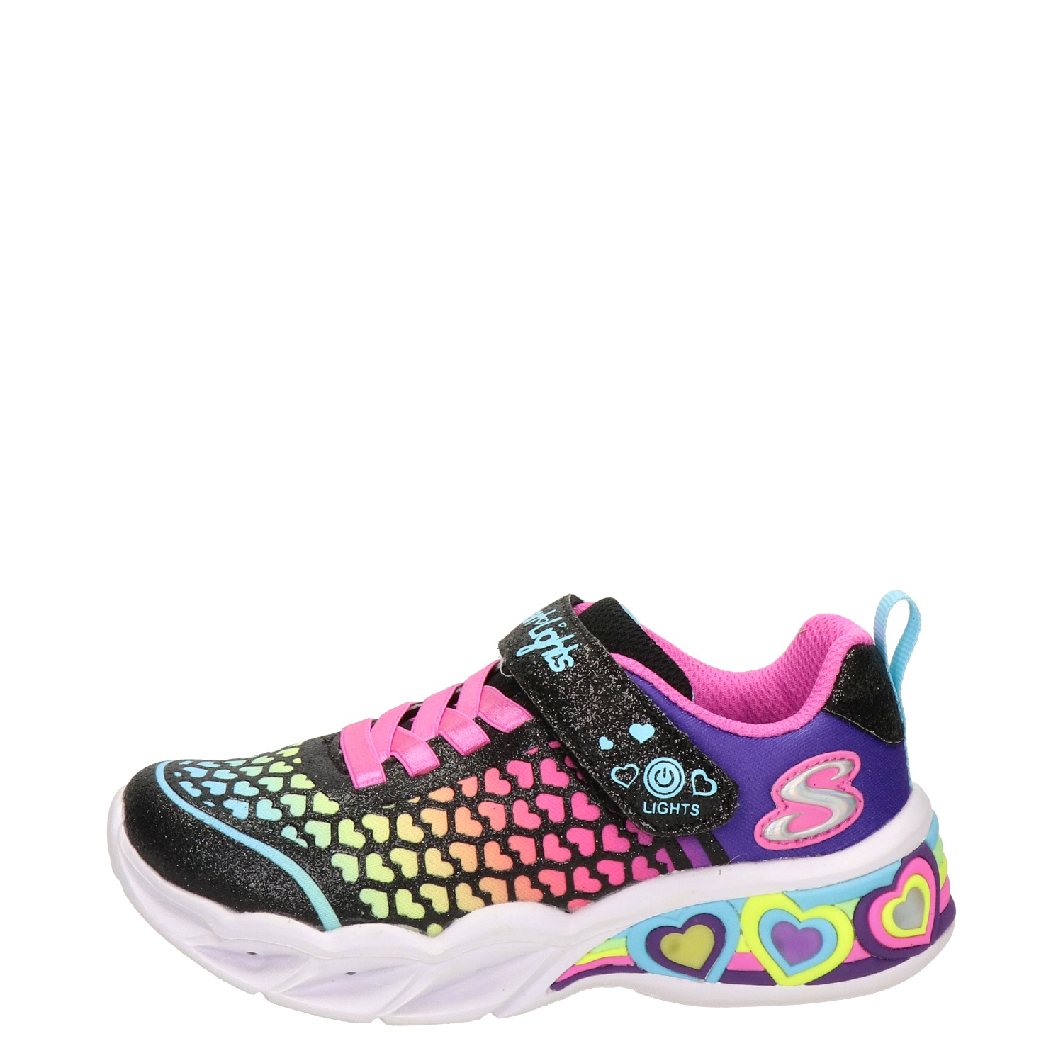 Skechers Sweetheart lights - Klittenbandschoenen voor meisjes - Zwart -  Nelson.nl