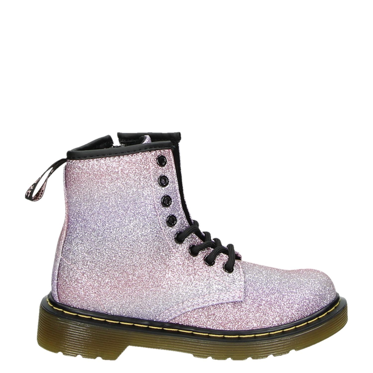 Dr. Martens Delany Glitter meisjes veterboots roze