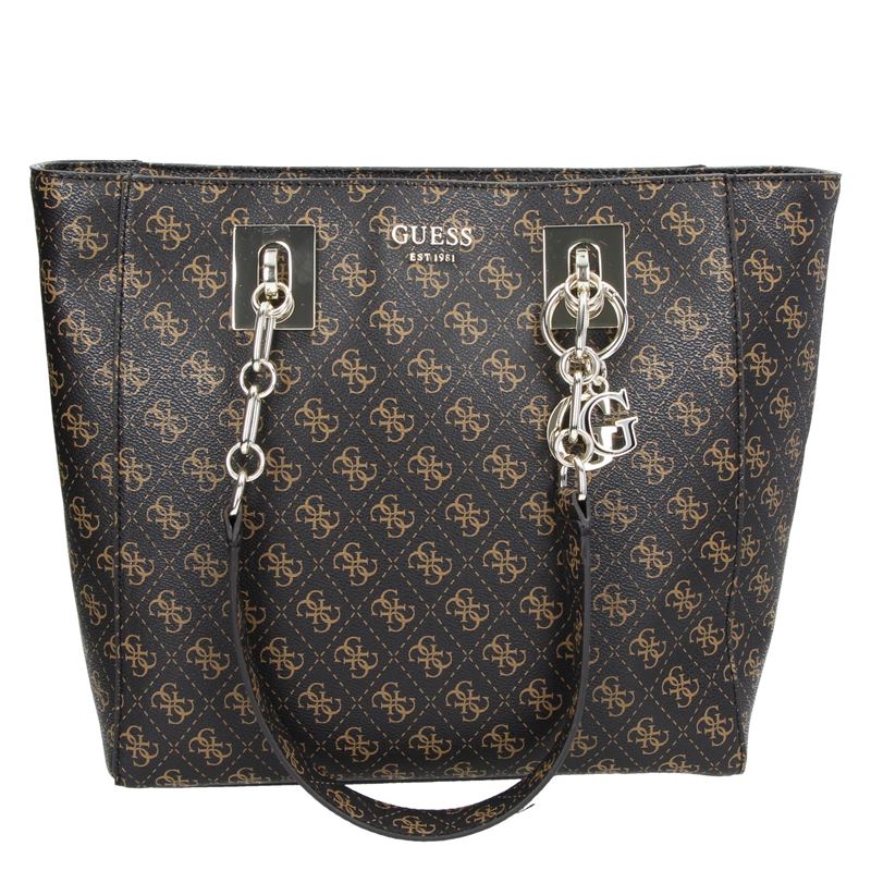 Guess Rock Tote Schoudertassen Bruin guess kopen in de aanbieding